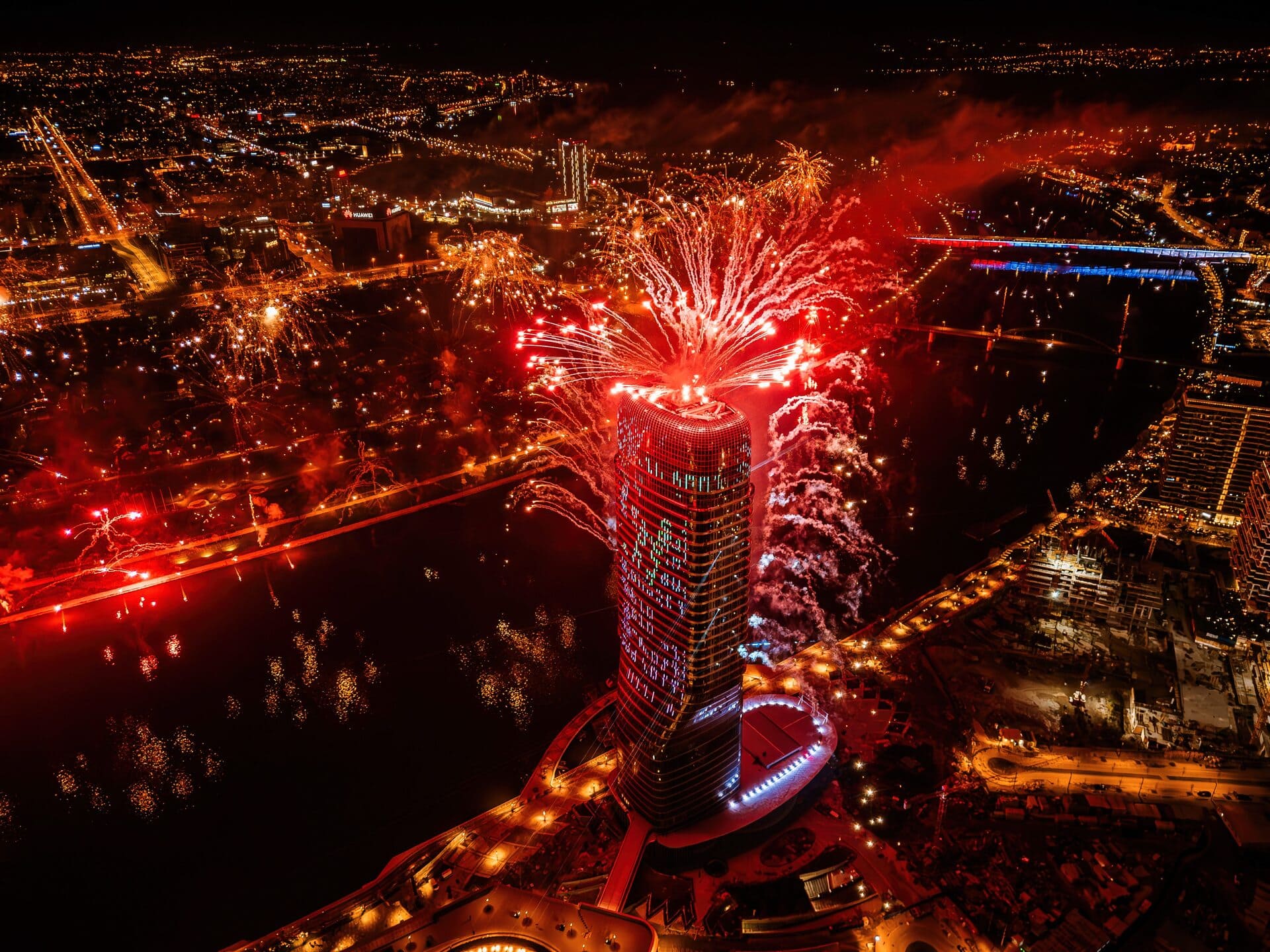 Laser show Belgrade Tower